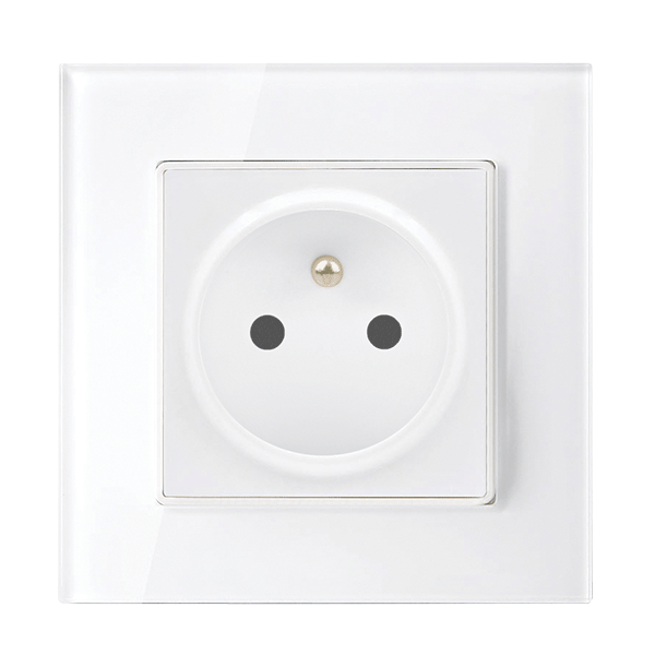 FRENCH TYPE SOCKET 16A GLASS FRAME WHITE