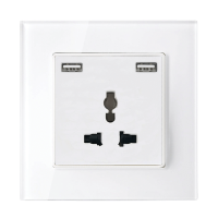 MULTI-FUNCT. SOCKET 16A WITH 2XUSB GLASS FRAME WH                                                                                                                                                                                                              