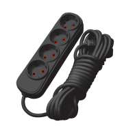 MULTIPLUG FOURFOLD 2M H05VV-F 3G1.5MM2, BLACK                                                                                                                                                                                                                  