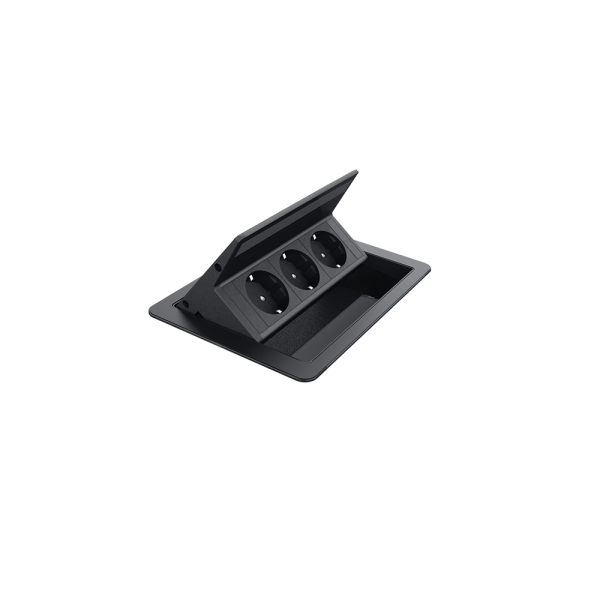 FLIP UP PUSH 3xSHUKO SOCKET, BLACK                                                                                                                                                                                                                             